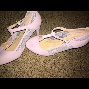 Chase & Chloe Lavender T Strap Heels